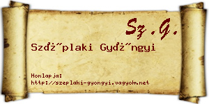 Széplaki Gyöngyi névjegykártya